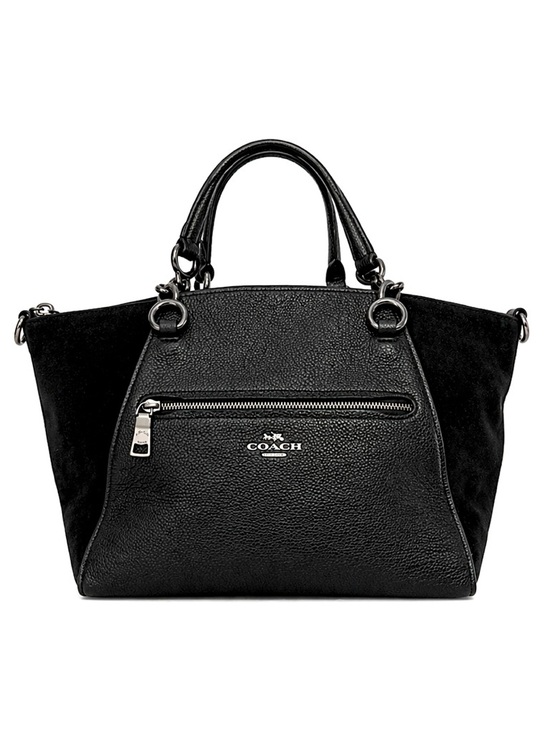 Coach Handbags - COACH Chain Prairie Black Pebbled Leather & Suede Satchel EUC